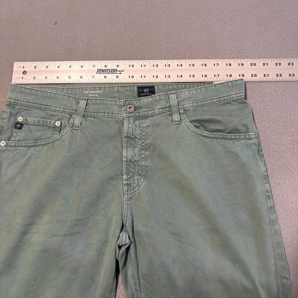 AG Adriano Goldschmied Graduate Pants Mens Fits 38x31 Green Tailored Leg Chino
